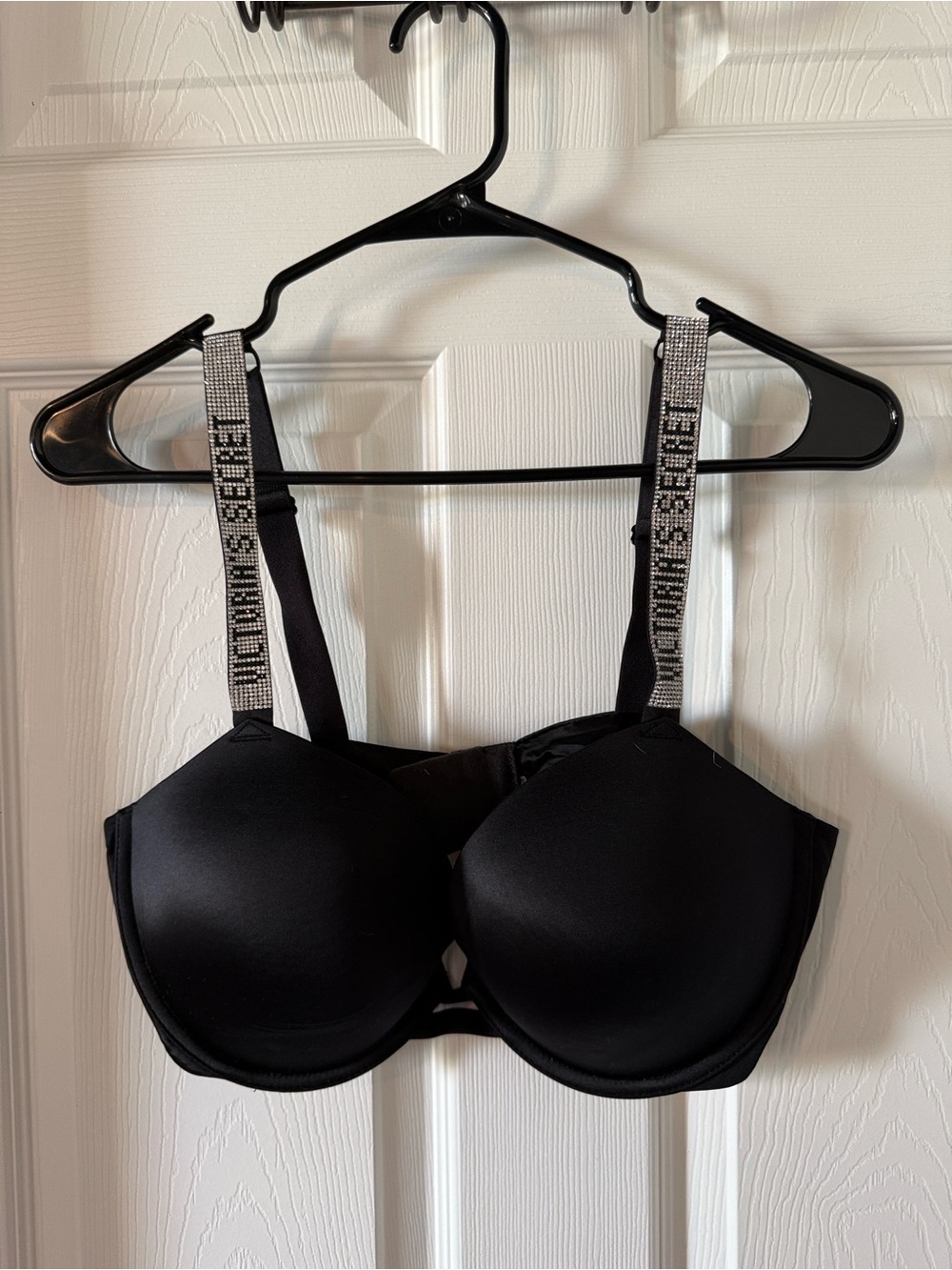 Victoria's Secret Black Padded Bra with Embellished Logo Straps